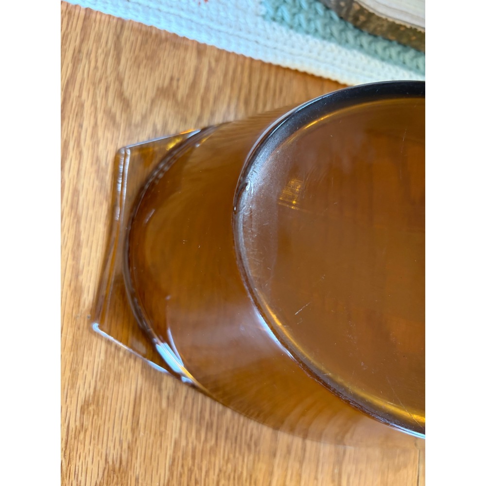 Arcopal Arcoroc France Amber Ovl Glass Baking Dish 12" Vintage Ovensafe Bakeware - Picture 5 of 9